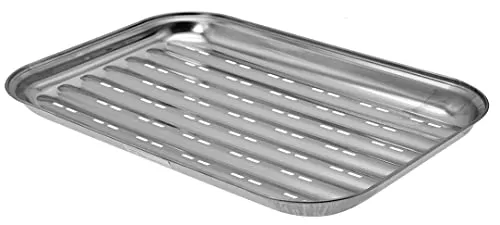 Dehner Grillschale, ca. 34.5 x 24.2 x 2.5 cm, Edelstahl, silber