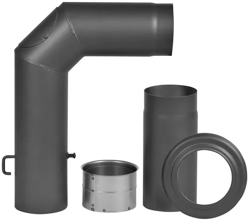 Firefix Ofenrohr Bogen 150 mm, 90 °, Stahlblech - Hochwertiger Bogen für die Kamininstallation, gefertigt aus robustem Stahlblech. Ideal für eine sichere und zuverlässige Verbindung, hitzebeständig bis 600 °C.