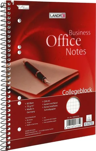 LANDRE Notenblock Kollegblock Work A5 kariert 70g/qm VE=80 Blatt (5 Stück)