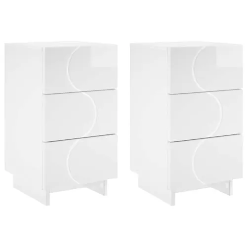 vidaXL Nachttisch 2er Set Hochglanz Weiß 33,5 x 34,5 x 60 cm