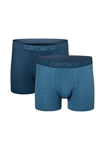 Camano Herren Boxershorts Unterhosen Herren elastischer Gummibund ohne Einschneiden Baumwolle Stretch hautfreundlich Atmungsaktiv 2er Pack XL Blue Mix