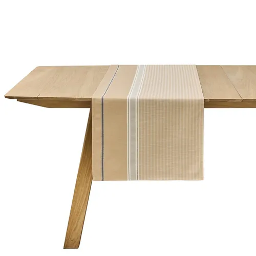 Le Jacquard Français Tischläufer Dune Argan 50x150 cm - Eleganter Tischläufer aus Baumwolle und Leinen, jacquard-gewebt, sorgt für stilvolle Akzente in Ihrem Essbereich. Ideal für besondere Anlässe oder den täglichen Gebrauch.