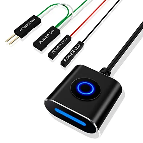 COOIDEA PC-Power Button, Desktop-Computer-Netzschalter, Externes Verlängerungskabel für den Fernstart des PC Motherboard Power On Off Switch - 2,5 Meter, mit Magnet