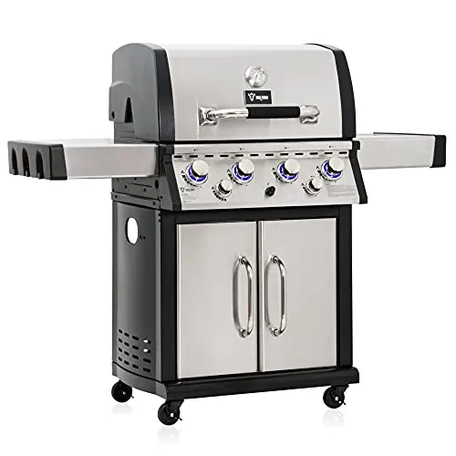 BBQ-Toro Premium Gasgrill 4 Brenner mit seitlicher Kochstelle und Backburner | 4+1+1 Gasgrill | 4 Brenner 1 Seitenbrenner 1 Infrarotbrenner | Edelstahl BBQ Grill mit Seitenbrenner und Backburner