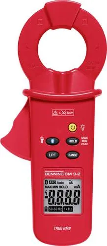 Benning CM 9-2 Leckstromzange mit Bluetooth® - Strommessgerät für präzise Leckstrommessungen, TRUE RMS Technik, ideal für elektrische Anlagen und Geräte, mit praktischer App zur Datenanzeige und -speicherung