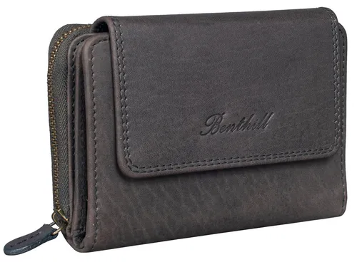 Benthill Geldbörse Damen Echt Leder mit RFID-Schutz - Elegante Geldbörse aus echtem Leder mit vielen Kartenfächern, Münzfach und Reißverschlussfach – ideal für Sicherheit und Ordnung.