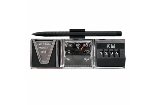 HR Autocomfort Münzetui mit Thermometer und Kilometerzähler - Praktisches Münzetui in Schwarz mit integriertem Thermometer und Kilometerzähler für den Kfz-Einsatz – ideal für unterwegs.