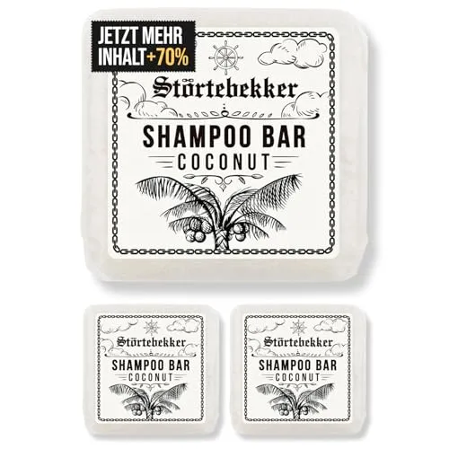 Störtebekker Festes Shampoo Kokos 3er Set - Nachhaltiges, handgefertigtes, veganes Shampoo für Herren & Damen. Intensive Pflege für leicht kämmbares Haar mit köstlichem Kokosduft – ideal für Reisen und umweltfreundlich!