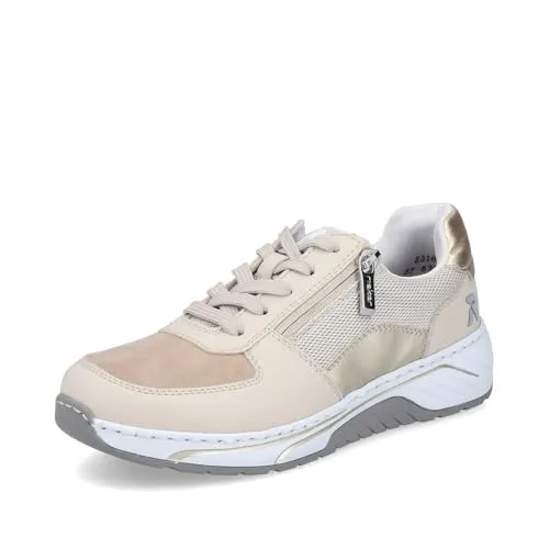 RIEKER Damen Sneaker Gr. 42, beige, Lederimitat mit Reißverschluss - Bequemer Freizeitsneaker von Rieker aus hochwertigem Lederimitat. Mit praktischem Reißverschluss und herausnehmbarer Innensohle für optimalen Tragekomfort.