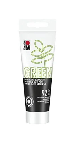 Marabu 14500050073 - GREEN LINE Alkyd-Farbe, schwarz, 100 ml Malfarbe auf Wasserbasis, klimaneutral, matt, lichtecht, wetterfest (nach 24h Durchtrocknung), 92 % aus natürlichen Rohstoffen