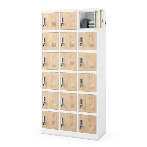 Jan Nowak Umkleideschrank 3B6A mit 18 Fächern aus pulverbeschichtetem Metall - Geräumiger Umkleideschrank mit 18 abschließbaren Fächern | Robuste Konstruktion aus 0,6 mm Stahl | Ideal für Schulen, Fitnesszentren und Betriebe | Einfache Montage mit Anleitung.