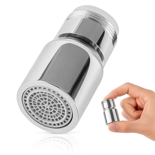 ECENCE Wasserhahn Aufsatz schwenkbar in Chrom - 360° drehbar für Küchen- und Badarmaturen - Strahlregler für müheloses Erreichen jeder Ecke. Mit 360° Drehfunktion und zwei Wasserstrahlarten sparen Sie Wasser und verhindern Spritzer. Einfache Montage ohne Werkzeug!