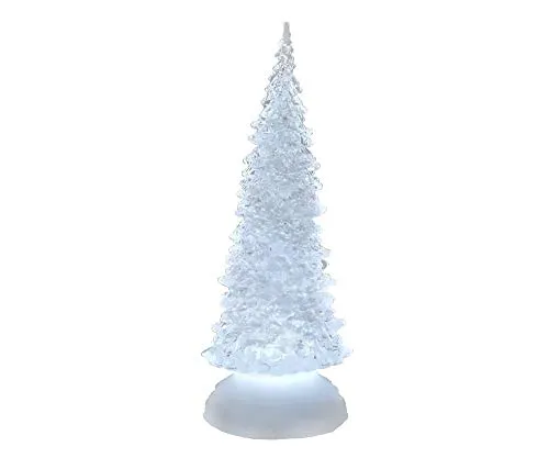 LED Deko Baum Pyramide H. 27cm - Transparent aus Acryl - Fensterdekoration: Stilvolles, rundes Dekoobjekt aus transparentem Acryl, ideal für festliche Anlässe und stimmungsvolle Beleuchtung.