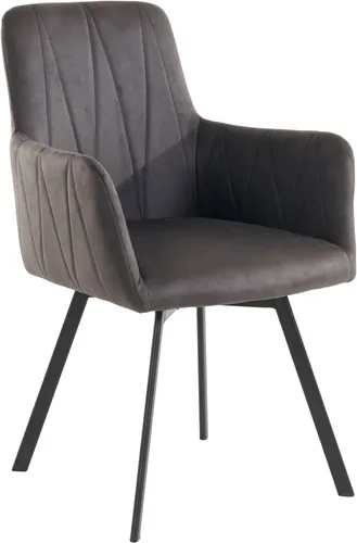 Esszimmerstuhl HELA in Vintage Anthrazit, B:58cm - Eleganter Esszimmerstuhl mit gepolsterter Sitzfläche und Rückenlehne. Ideal für stilvolle Räume, bietet er Komfort und eine Belastbarkeit bis 120 kg. Einfach selbst zu montieren.