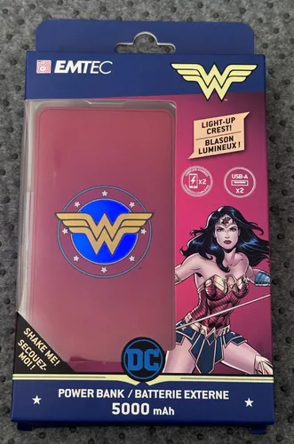 Wonder Woman  Powerbank Leuchtend 5000mAh Logo Beleuchtet Emtec