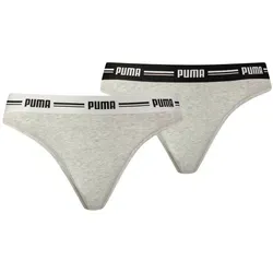 PUMA Damen String - Iconic, Soft Cotton Modal Stretch, 2er Pack Grau XS