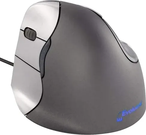 Evoluent VerticalMouse 4 USB Linkshänder - Grau, ergonomisches Design für maximalen Komfort und Gesundheit, ideal für Büro und Home Office