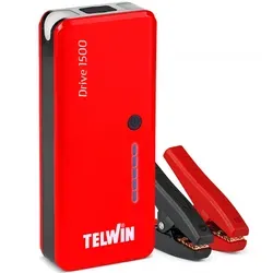 Telwin Drive 1500 - Tragbarer Mehrzweck-Notstarter, 12000mAh Power Bank mit LED-Licht und 1500A Startstrom für zuverlässige Autostarthilfe