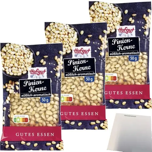 usy Bundle für Hofgut Pinienkerne 3er Pack (3x50g Beutel) + usy Block