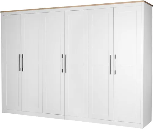 OTTO home Kleiderschrank Büsum mit 6 Türen – Robuste Bauweise für stilvolle Ordnung - Geräumiger Kleiderschrank im Landhausstil mit 6 Türen zur optimalen Aufteilung deiner Kleidung. Die variabel einsetzbaren Einlegeböden bieten individuelle Gestaltungsmöglichkeiten für mehr Übersicht.