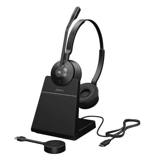 Jabra Engage 55 - Schnurloses Stereo-Headset mit Link 400 USB-C DECT-Adapter, geräuschunterdrückendes Mikrofon und bis zu 150 m Reichweite für klare Gespräche