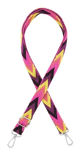 axy Schultergurt 2cm Breiter Verstellbarer Taschengurt für Handtaschen mit Zick-Zack Muster Ersatz Wechsel Schulterriemen Ersatzgurt Trageriemen für Damen Taschen (Pink-Gelb-Violett)