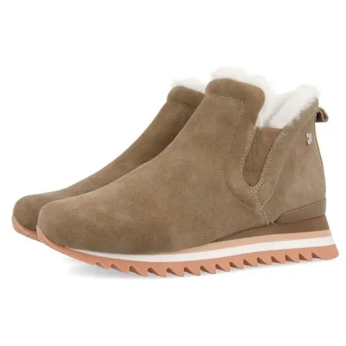 Gioseppo Damen Eckero Sneakers Beige Arena, 38 EU - Damen-Sneaker aus Spaltleder mit seitlichen Gummizügen für optimalen Komfort und Flexibilität, ideal für den Alltag.
