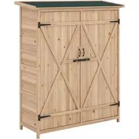 Costway Gartenschrank aus Kiefernholz mit wasserfestem Dach - Robuster Gartenschrank mit abschließbaren Doppeltüren und abnehmbaren Regalen für flexiblen Stauraum. Ideal für Werkzeuge und Gartenutensilien, sorgt für Ordnung in Ihrem Außenbereich.
