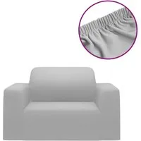 vidaXL Stretch-Sofahusse Grau - 90-140 cm - Dehnbare Sofahusse aus Polyester-Jersey, schützt vor Flecken und Tierhaaren, passt perfekt auf Sessel von 90-140 cm, leicht anbringbar und waschbar.