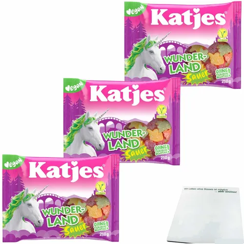 Katjes Wunderland Fruchtgummi Sauer 3er Pack 3x210g Packung usy Block