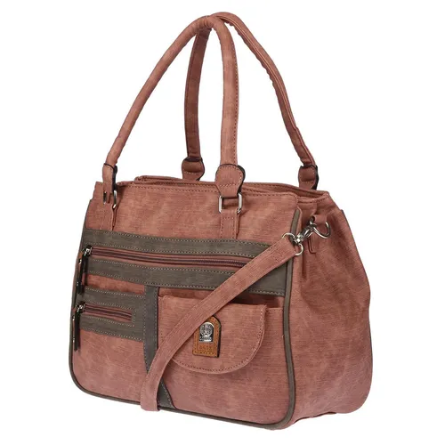 Große Damen Tasche Schultertasche Umhängetasche Leder Optik Bag Pink - Umhängetasche aus strapazierfähigem PU, mit 3 Hauptfächern und mehreren Fächern für optimale Organisation. Ideal für den täglichen Gebrauch.