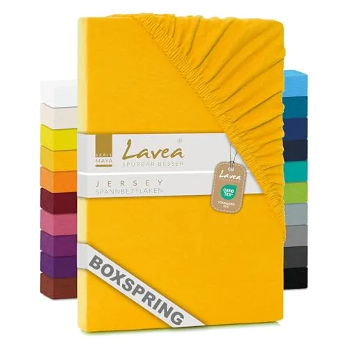 Lavea Jersey Spannbettlaken 140-160x200cm in gold von Lavea