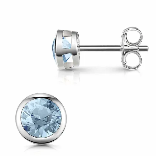 MATERIA Zirkonia Ohrstecker hellblau rund 925 Sterling Silber - Elegante Ohrstecker aus 925 Sterling Silber, besetzt mit funkelnden Zirkonia in strahlendem Hellblau – ideal für besondere Anlässe wie Hochzeiten oder Geburtstage.