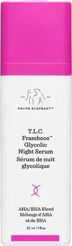 Drunk Elephant T.L.C. FramboosTM Glycolic Night Serum 30 ml - Rasur- & Bartpflege, hochwirksames AHA-BHA-Gel für strahlende Haut, entfernt sanft abgestorbene Hautzellen und verbessert das Hautbild über Nacht.