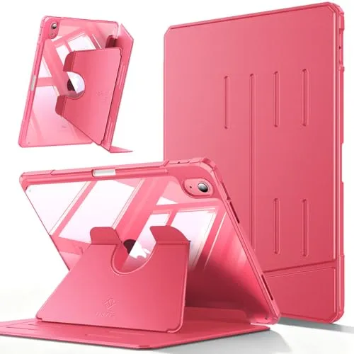Fintie Hülle für iPad (A16) 11. Generation 11 Zoll (2025), iPad 10. Gen 10,9 Zoll (2022), Mehrwinkel-Betrachtung Klare Hülle mit Stifthalter, Vertikaler Ständer & Magnetisch Ultra-Stabil, Pink