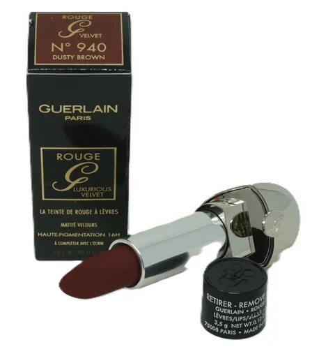 Guerlain Paris Rouge G Velvet N°940 Dusty Brown - Luxuriöser Lippenstift - Lippenstift in warmem Braun mit samtig-mattem Finish, bietet intensive Farbintensität und pflegt die Lippen für ein angenehmes Tragegefühl.