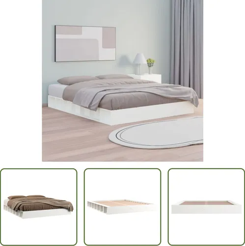 The Living Store Massivholzbett Weiß 160x200 cm – Stabil und Elegant