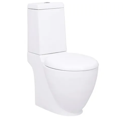 DOTMALL Dusch-WC WC Keramik-Toilette Badezimmer Rund Senkrechter Abgang Weiß