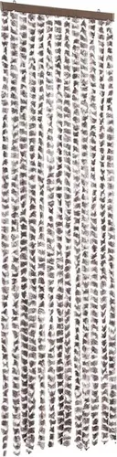 vidaXL Fliegenvorhang Taupe und Weiß 56x200 cm - Fliegengitter aus weichen Chenille-Strängen, geräuscharm und pflegeleicht. Schützt vor Insekten und bietet Privatsphäre. Ideal für Türen in Haus, Mobilheim oder Wohnwagen.