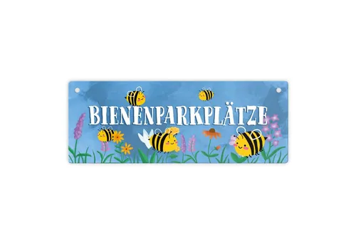 speecheese Metallschild Bienenparkplätze Metallschild mit niedlichen Bienen