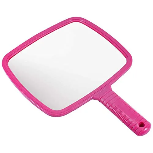 TRIXES Salon Friseur Handspiegel für Friseur und Beauty - für professionelle Friseure und Friseure - Rosa - Weitwinkel - und Herrenfriseursalon-Handspiegel mit Griff