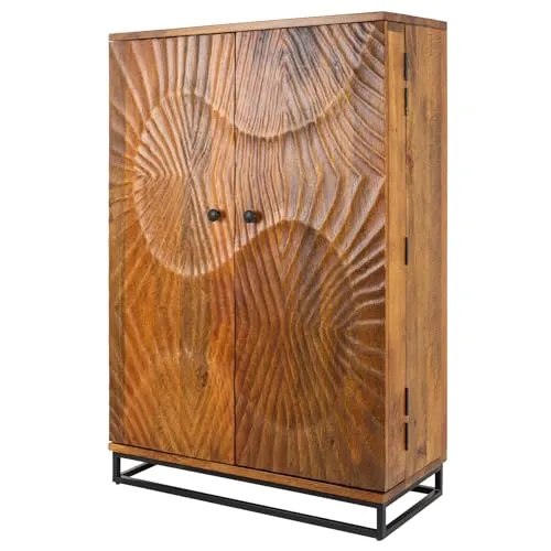riess-ambiente Barschrank SCORPION 141cm braun/schwarz - Barschränke aus Massivholz mit 2 Fächern und Platz für 24 Flaschen, ideal für stilvolle Wohnzimmer und persönliche Akzente.