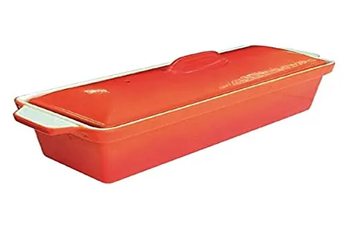 Vogue Terrinenform aus Gusseisen orange 1,7L - Auflaufform aus Gusseisen, sorgt für gleichmäßige Wärmeverteilung und hält Speisen länger heiß. Ofensicher bis 280°C, induktionsgeeignet und mit Antihaft Emaille-Beschichtung.