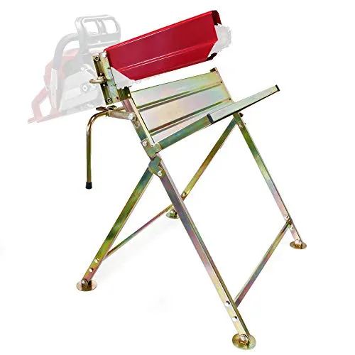 Wiltec Klappbarer Sägebock mit Kettensägenhalter - Kettensägenzubehör, stabiler und langlebiger Sägebock aus verzinktem Stahl, klappbar für einfache Lagerung, max. Traglast 120 kg, ideal zum Zurechtschneiden von Brennholz.