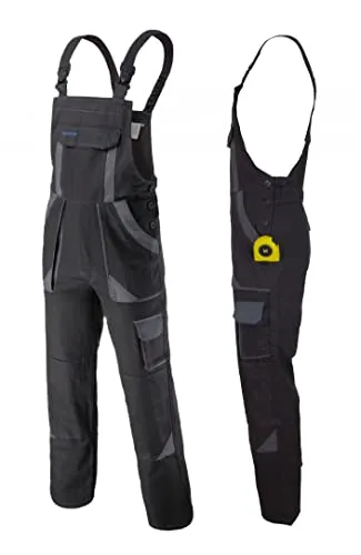 SAFETY Art.Mas PROCOTTON Latzhose Herren & Damen - Ergonomische Arbeitshose aus 100% Baumwolle mit verstärkten Taschen für Knieschoner. Ideal für Handwerker, Mechaniker und Gartenarbeiten. Hoher Tragekomfort und Strapazierfähigkeit.