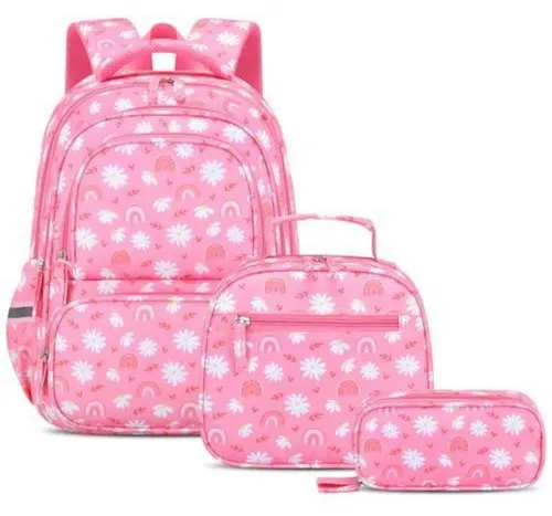 Schulranzen Set 3-teilig Mädchen 1. Klasse 25L mit Gänseblümchen-Muster
