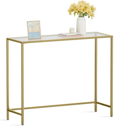 VASAGLE Konsolentisch Glas Gold 100 x 35 cm von VASAGLE