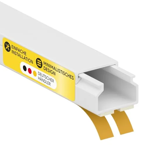 Kabelkanal aus hochwertigem PVC weiß Selbstklebend 2m - 5 Stück - 15x10mm