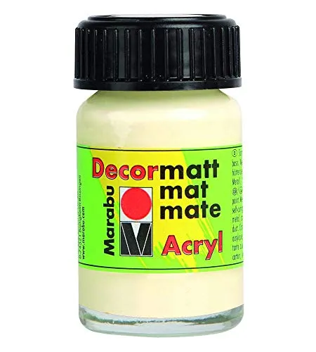 Marabu 14010039271 - Decormatt Acryl Elfenbein 271, 15 ml, samtmatte Acrylfarbe auf Wasserbasis, cremig und farbintensiv, speichelfest, wetterfest, zum freien Malen und Schablonieren