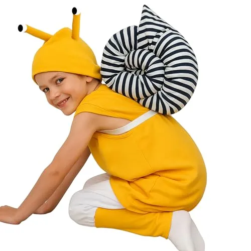Krause & Sohn Kinder Schnecken Kostüm Fine mit Schneckenhaus (Gr. 116-140) - Niedliches Schnecken Kostüm für Kinder mit 4 Teilen: Tunika, Mütze, Schneckenhaus und Beinstulpen. Ideal für Fasching und Motto-Partys, sorgt für strahlende Kinderaugen und hohen Tragekomfort.